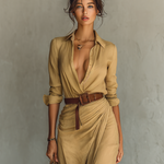 Edda – Vestido Comprido com Gola de Lapela