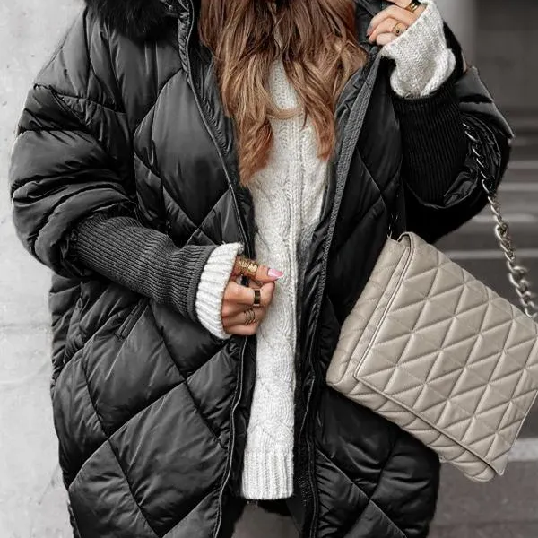 Annette - Conjunto de inverno com capuz e estampado de diamantes