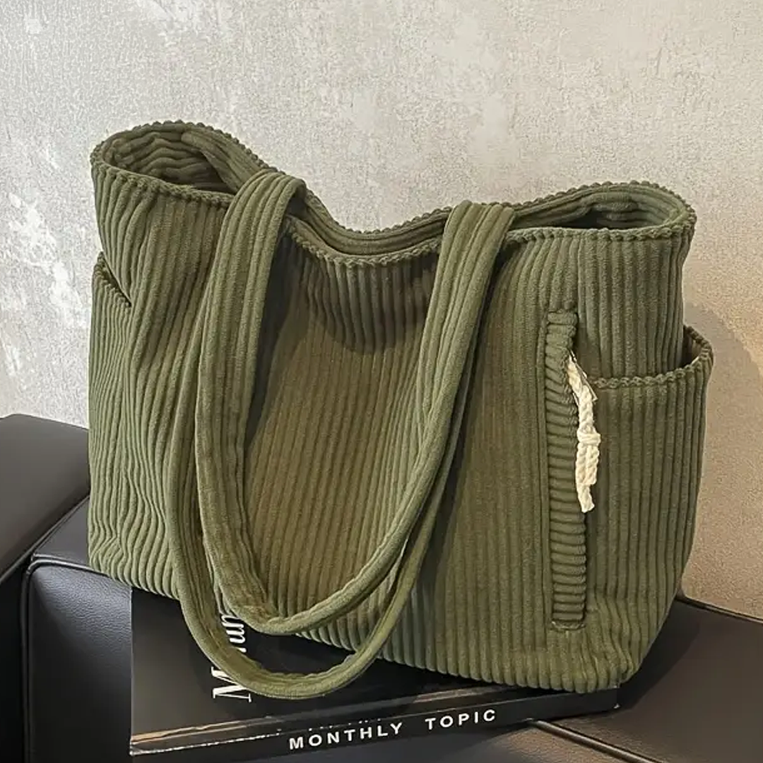 Tilda — Mala tote canelada com detalhe de cordão