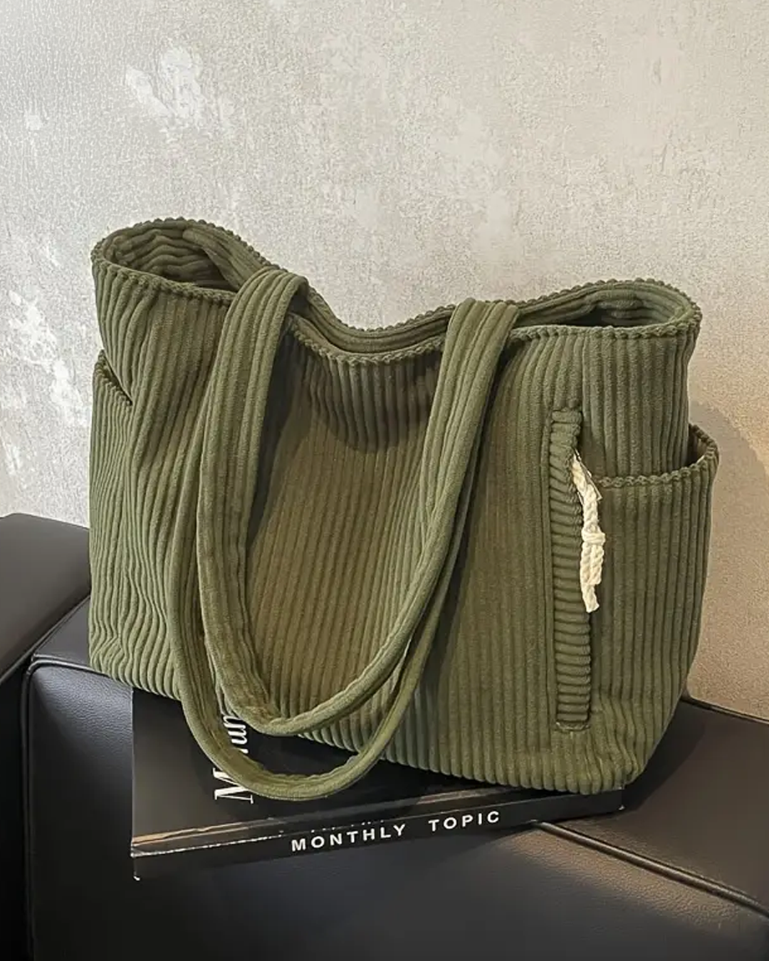 Tilda — Mala tote canelada com detalhe de cordão
