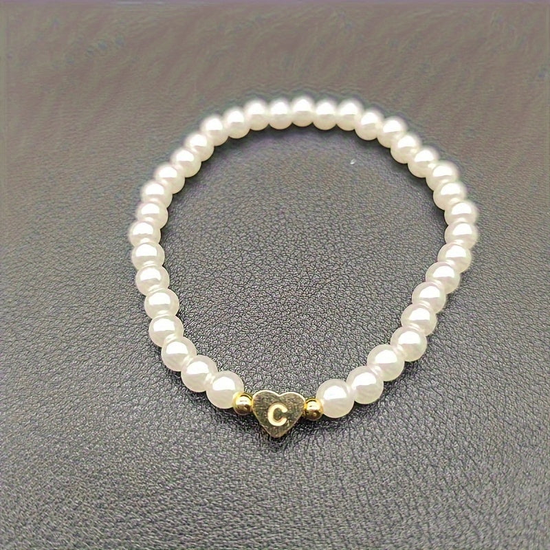 Pulseira Elegante com Inicial e Coração (A–Z)