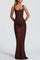 Fulvia – Vestido Maxi com Decote Quadrado e Saia em Cetim