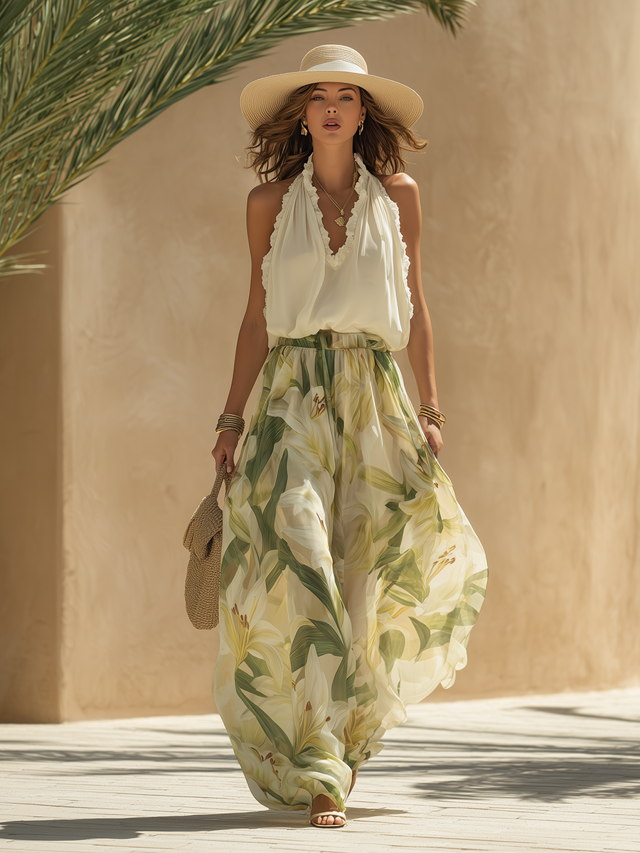 Lysandra — Conjunto Fluido Elegante com Estampado Floral