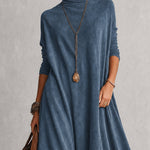 Brunella – Vestido Comprido com Efeito Camurça e Renda