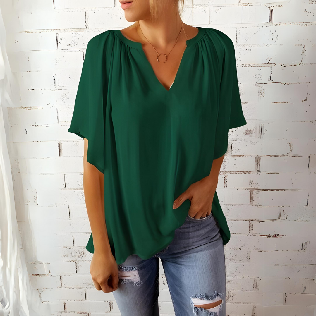 Tineke — Blusa feminina elegante com decote em V