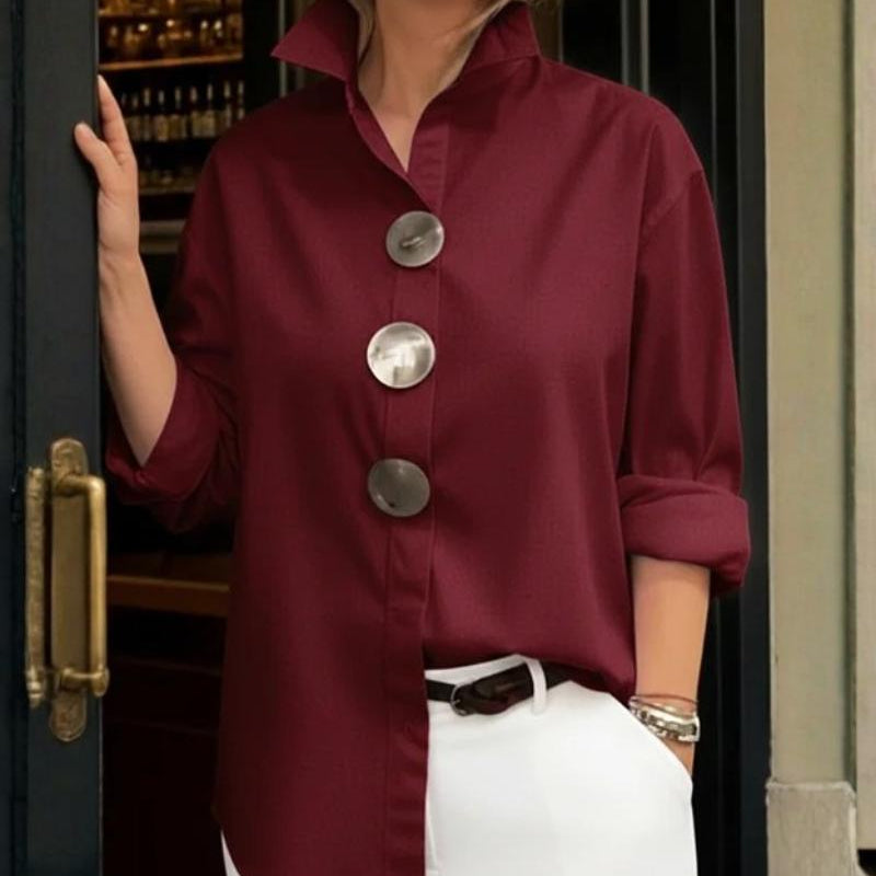 Grazia — Blusa de meia estação com acabamentos refinados