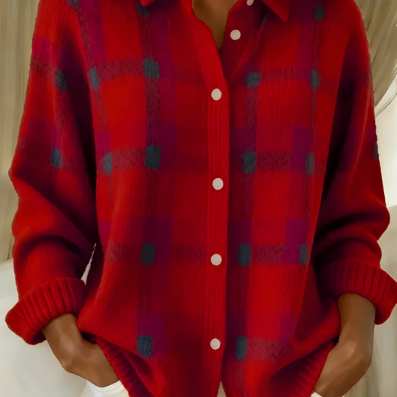 Candela | Cardigan de Malha Xadrez com Botões