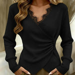 Katia — Camisola com decote em V e detalhes em renda