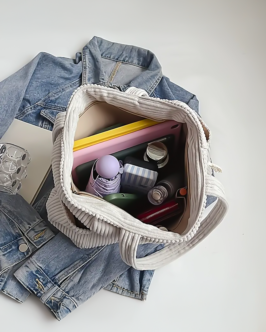 Tilda — Mala tote canelada com detalhe de cordão