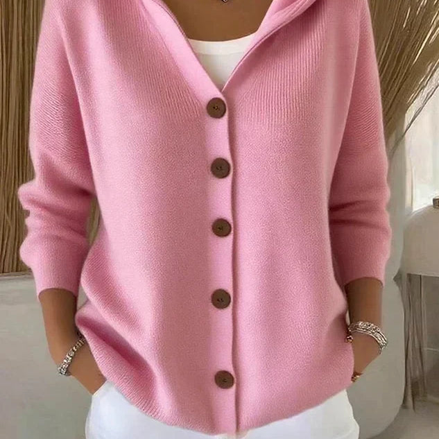 Casaco de malha Rosalia com capuz, rosa