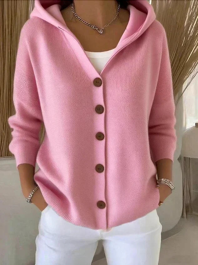 Casaco de malha Rosalia com capuz, rosa