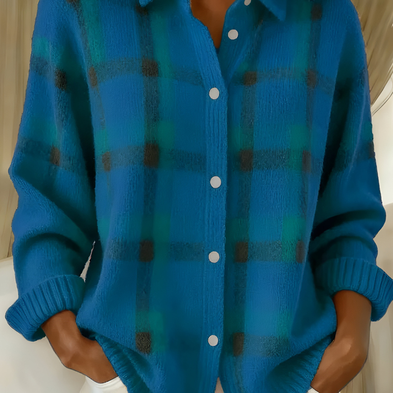 Candela | Cardigan de Malha Xadrez com Botões