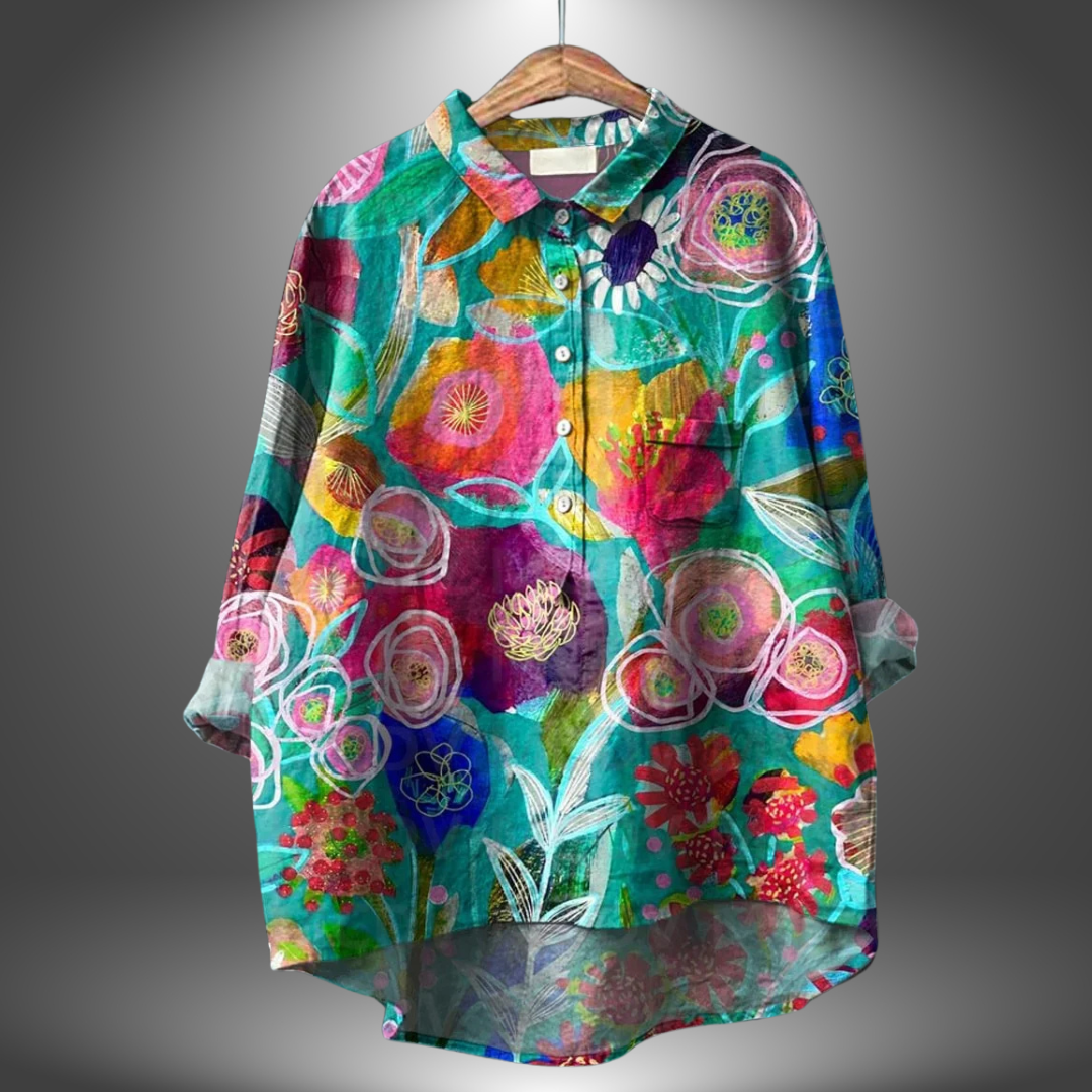 Virginia — Camisa floral feminina feita à mão