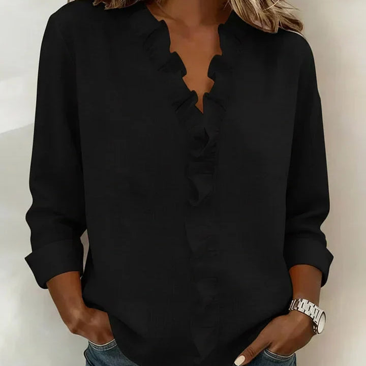 Indie | Blusa com folhos e decote em V