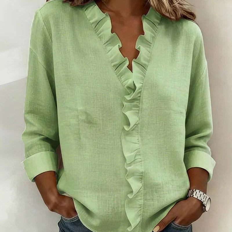 Indie | Blusa com folhos e decote em V