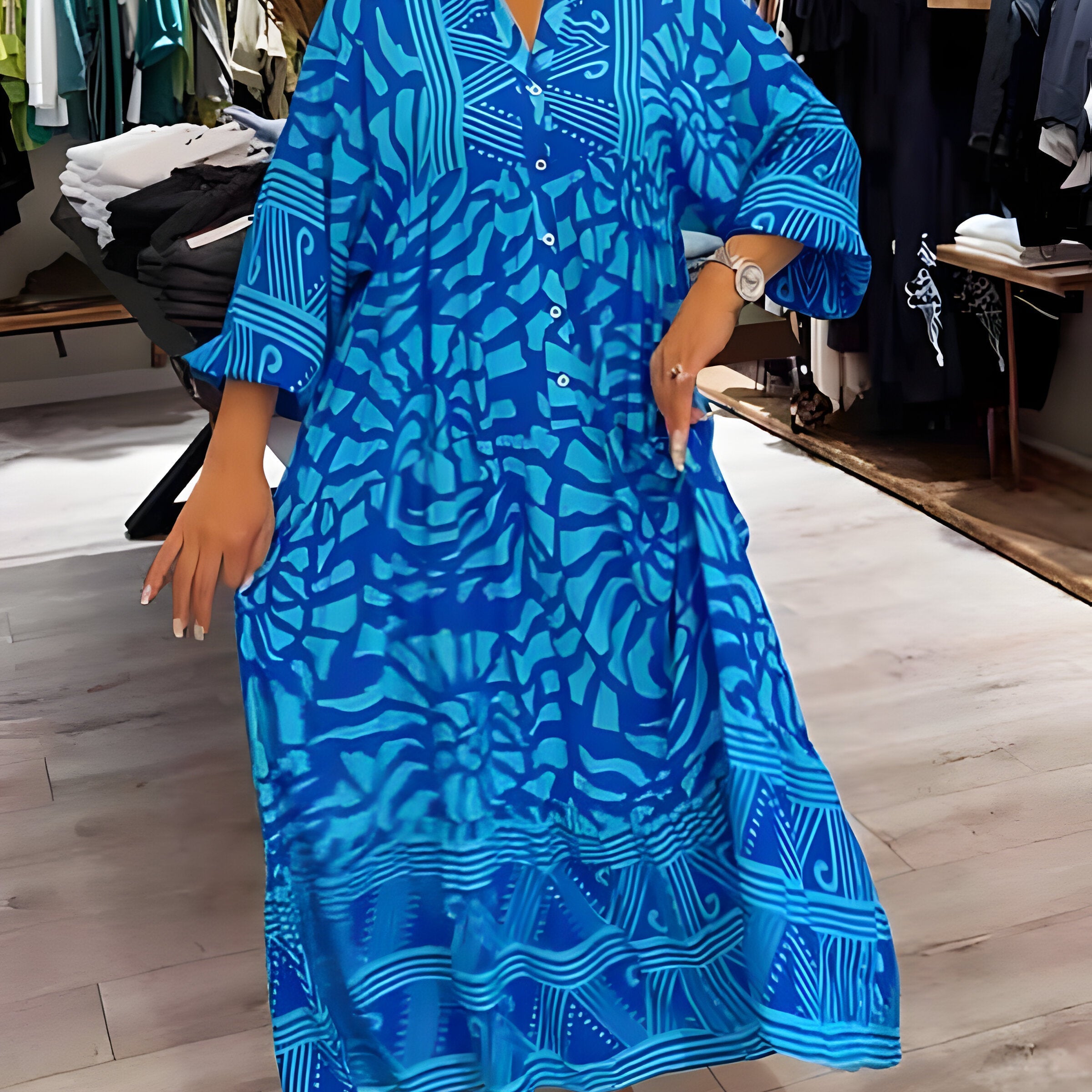 Inge™ | Vestido estampado com decote em V