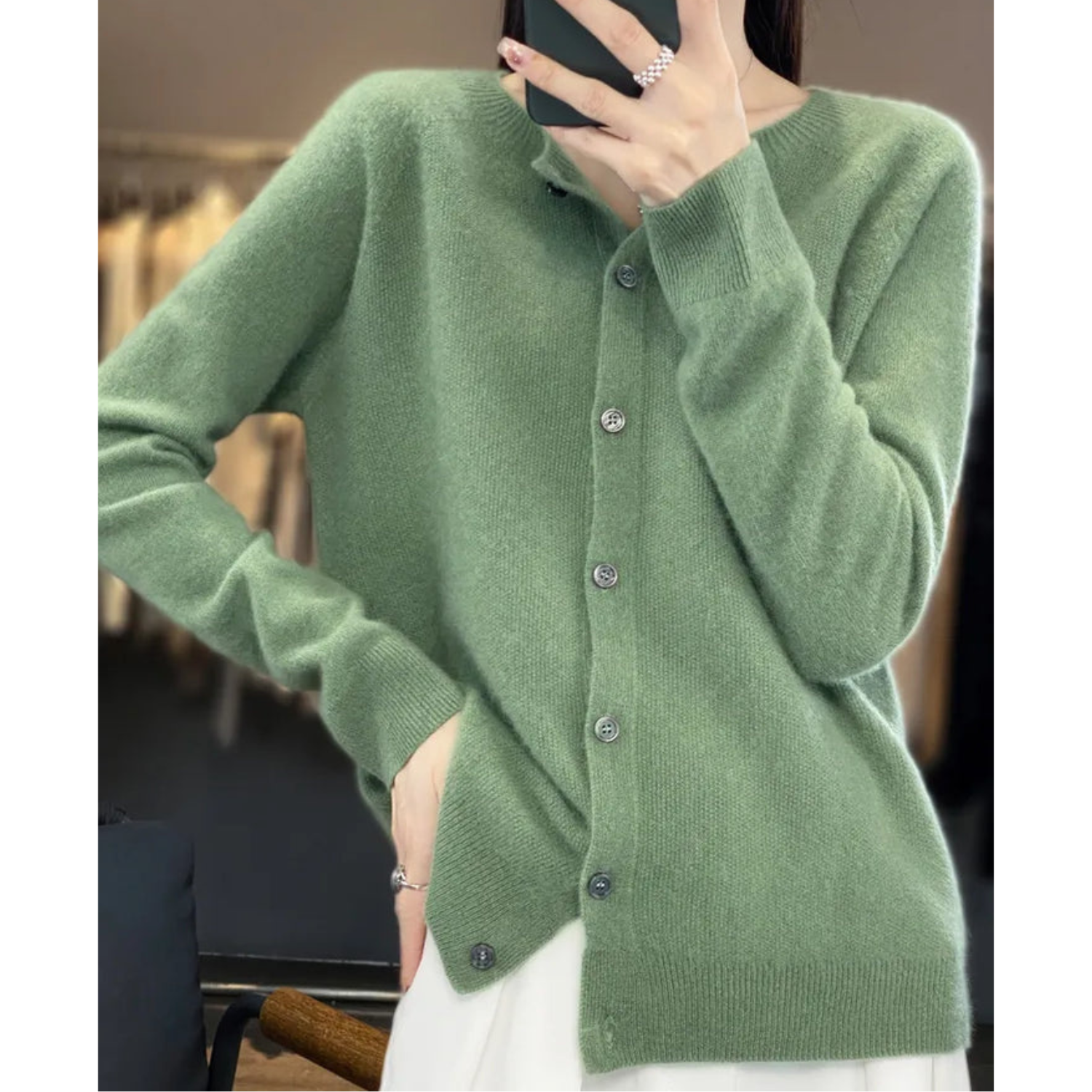 Anna | Camisola de malha com gola redonda em lã merino