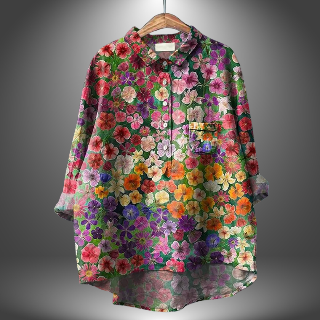 Virginia — Camisa floral feminina feita à mão