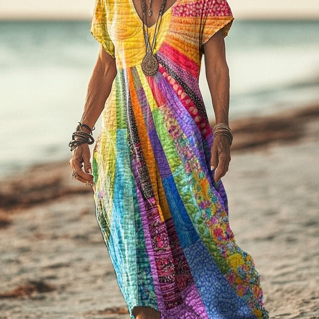 Luna | Vestido boémio com design de verão para Mulher