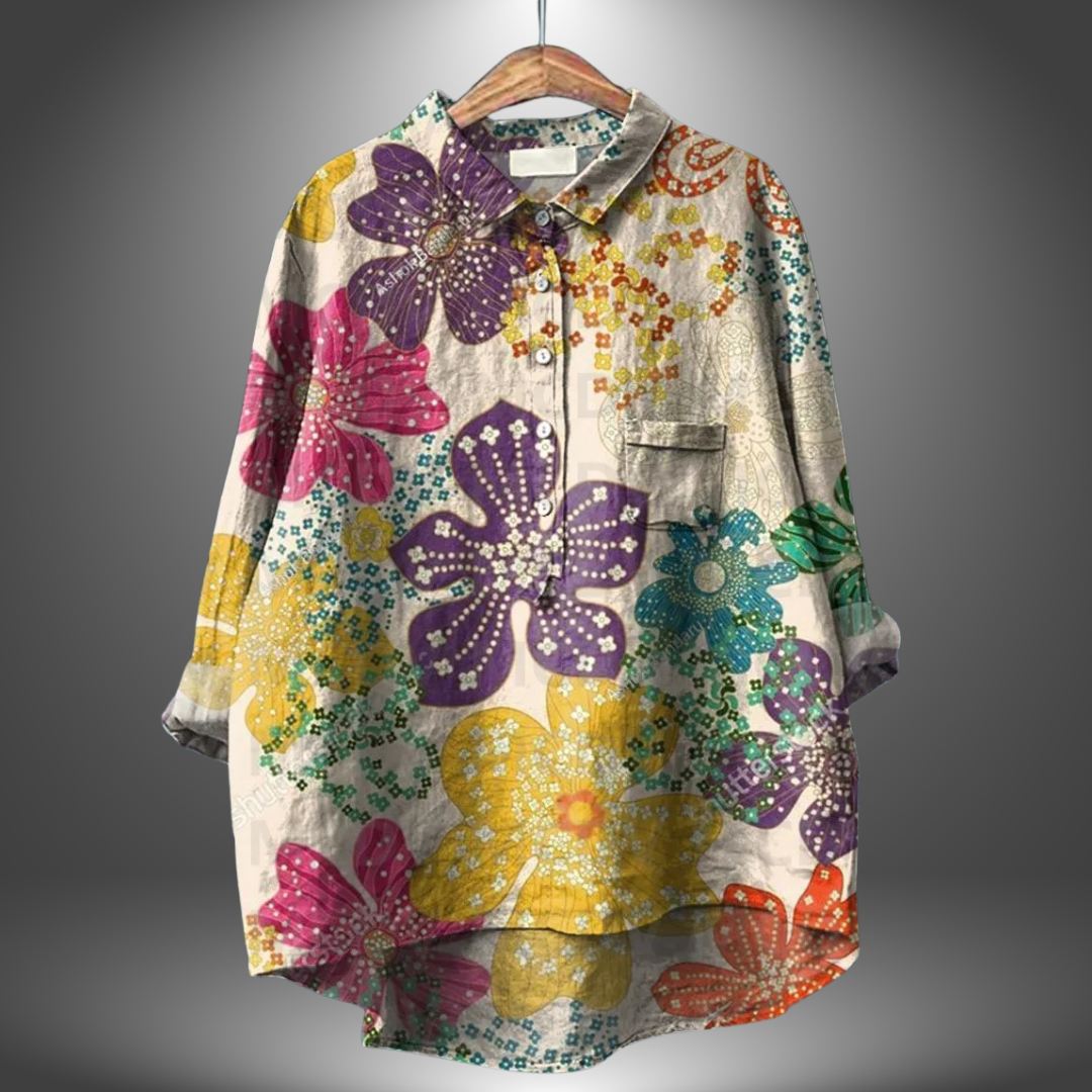 Virginia — Camisa floral feminina feita à mão
