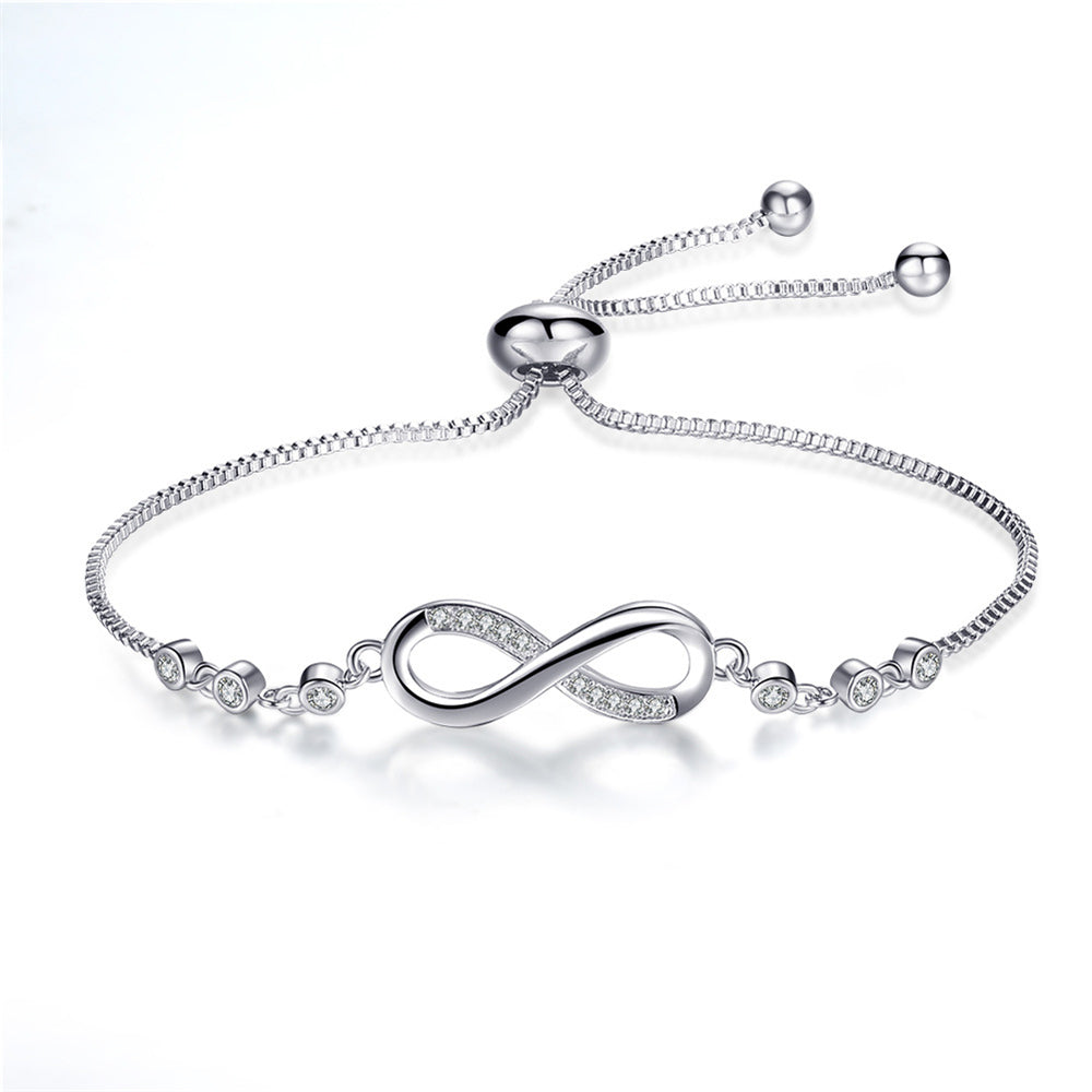 Pulseira ajustável em ouro rosa com símbolo do infinito