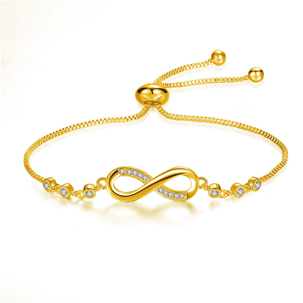 Pulseira Ajustável em Ouro Rosa com Símbolo do Infinito