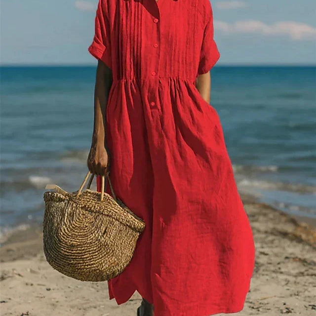 Arianne | Vestido Camisola Fluida em Algodão Elegante para Mulher