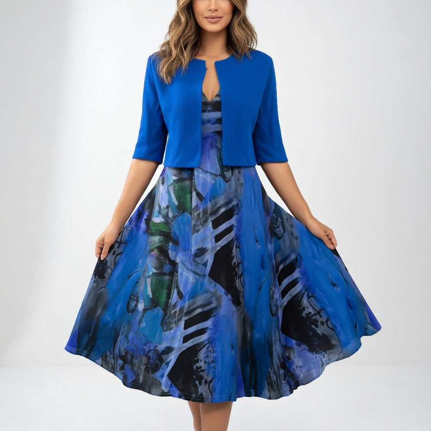 Maéliane - Vestido midi impresso elegante e fluido para Mulher