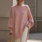 Camisola oversize Giorgia de malha com gola redonda, rosa