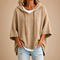 Poncho Mirella de malha com capuz, caqui