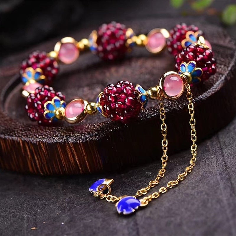 Pulseira Bagas com Pedras Naturais