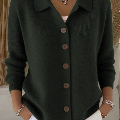 Josefina | Cardigan de Malha Liso com Gola e Botões