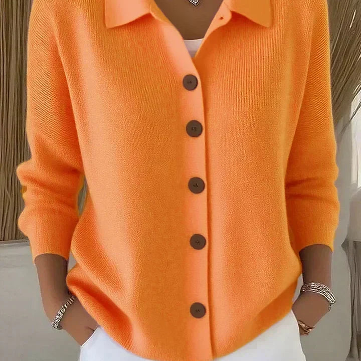 Josefina | Cardigan de Malha Liso com Gola e Botões