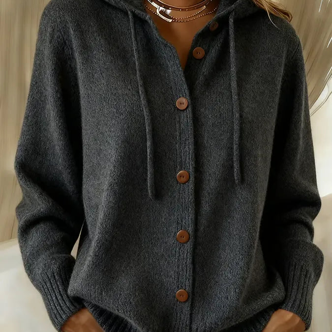 Begonha | Cardigan de Malha com Capuz e Botões