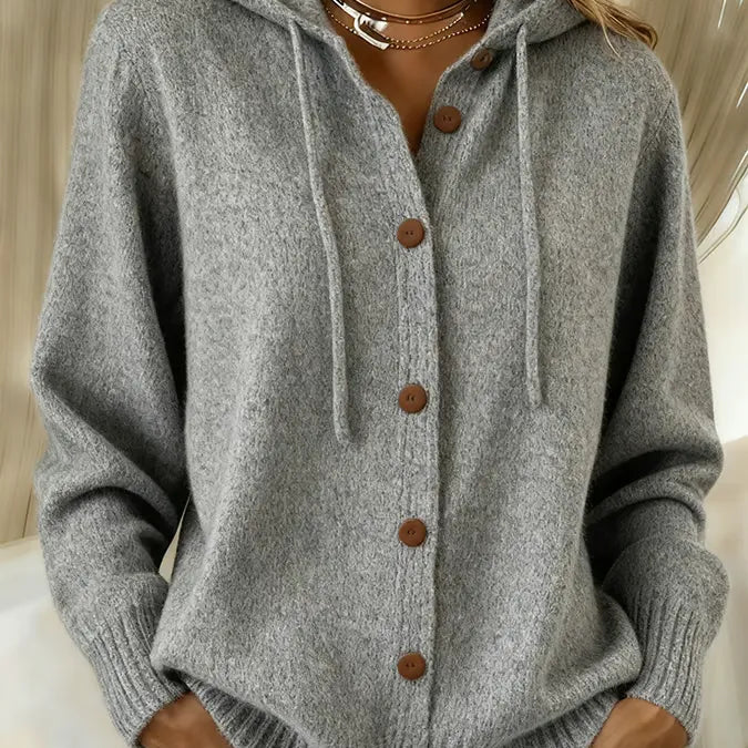 Begonha | Cardigan de Malha com Capuz e Botões