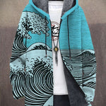 Marta – Cardigan com Capuz e Estampado Artístico