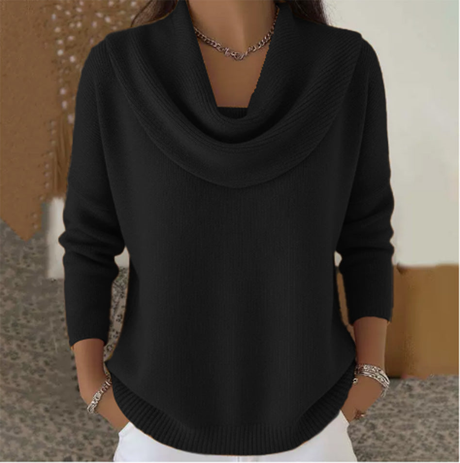 Camisola Gioia com gola drapeada, preto