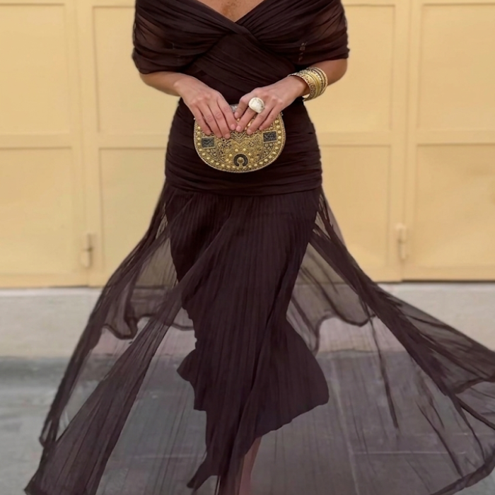 Alondra - Vestido longo de Mulher com estampa floral e decote em V
