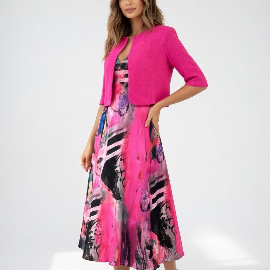 Maéliane - Vestido midi impresso elegante e fluido para Mulher