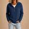 Poncho Valeria de malha com capuz e fecho, azul-marinho