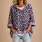Poncho Gabriella de malha animal print com capuz, roxo