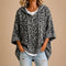 Poncho Gabriella de malha animal print com capuz, preto