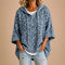 Poncho Gabriella de malha animal print com capuz, azul