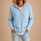 Poncho Valeria de malha com capuz e fecho, azul-claro