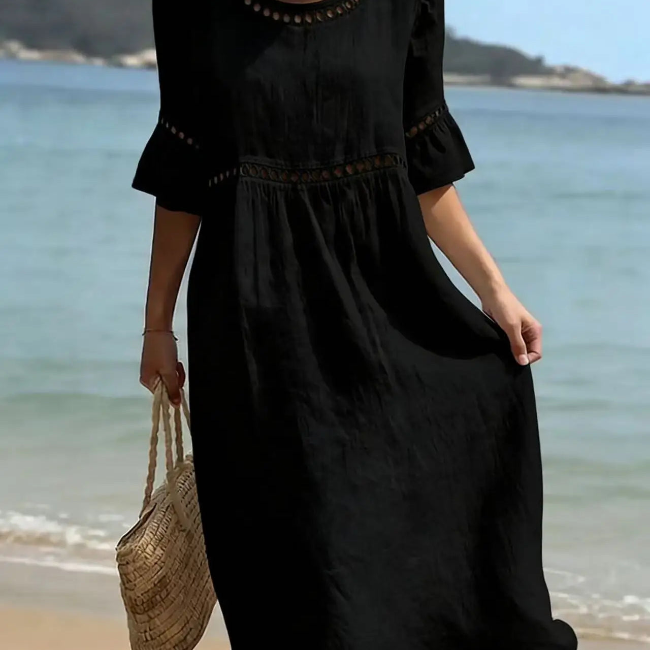 Enora - Vestido longo efeito ventre plano para Mulher