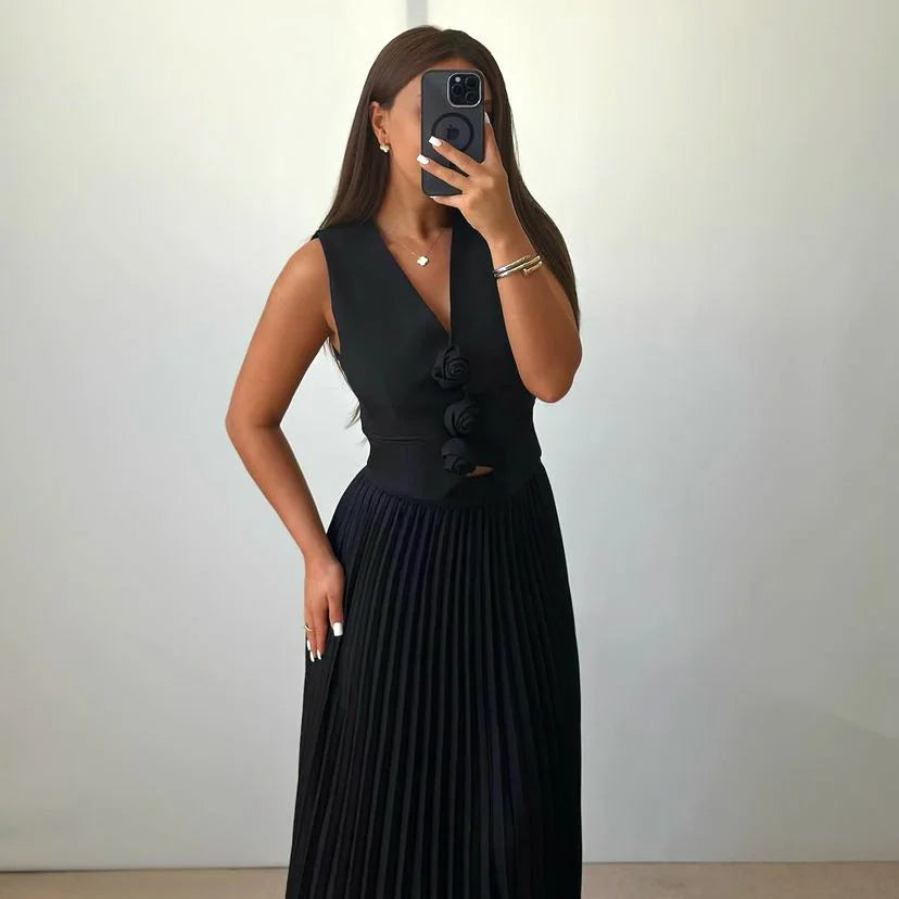 Rosaire | Conjunto de colete floral e saia plissada