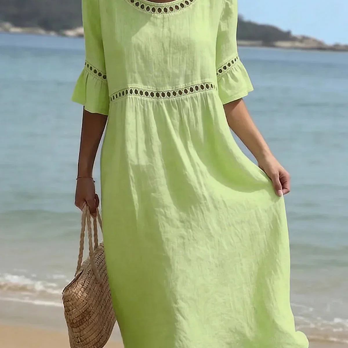 Enora - Vestido longo efeito ventre plano para Mulher