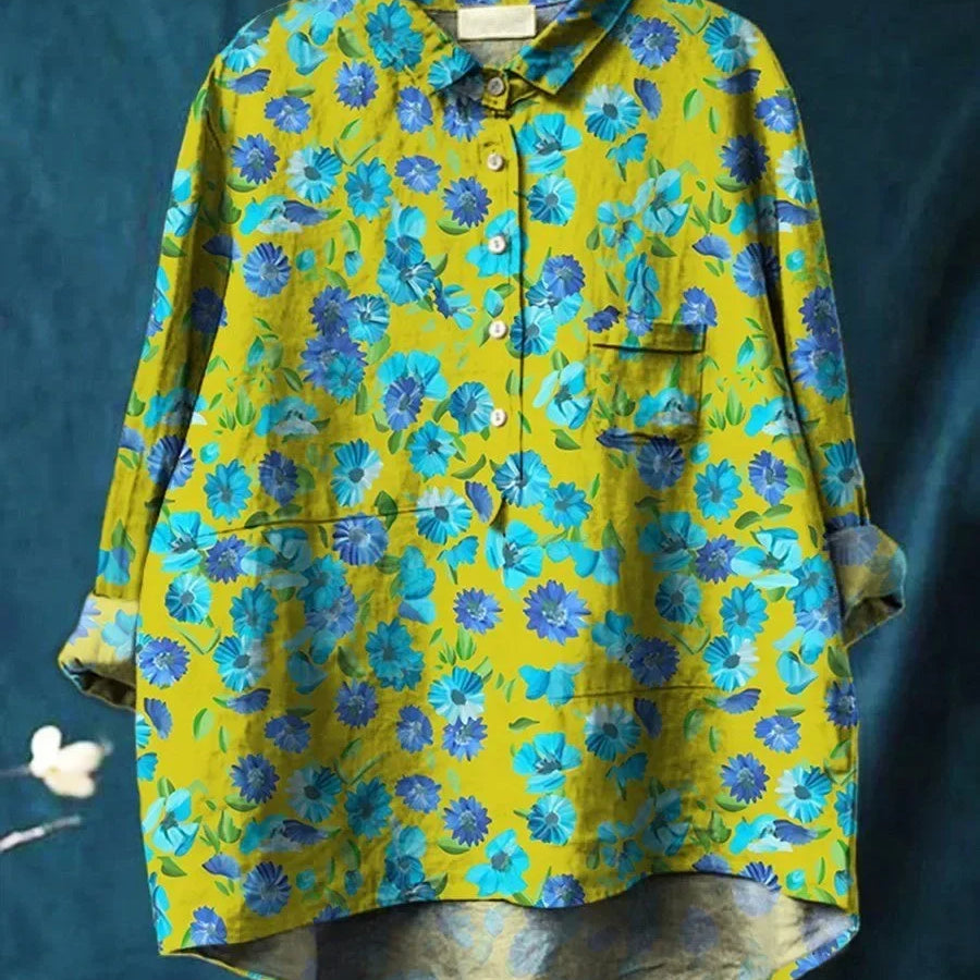 Fiorenza™ — Camisa Floral de Corte Largo