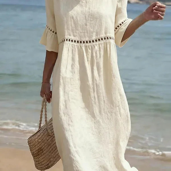 Enora - Vestido longo efeito ventre plano para Mulher
