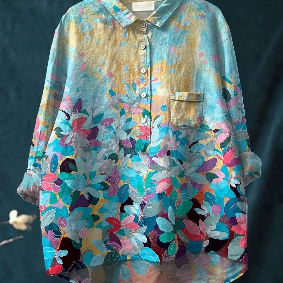 Fiorenza™ — Camisa Floral de Corte Largo